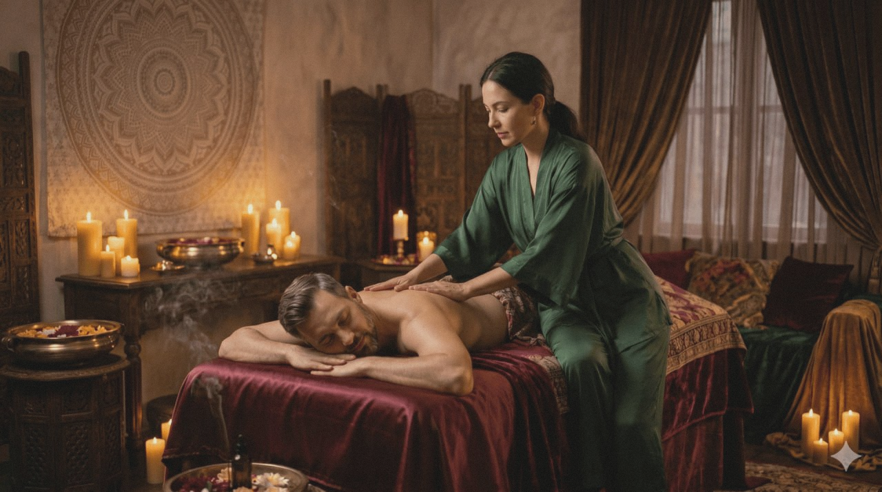 A relaxing massage with soft natural light